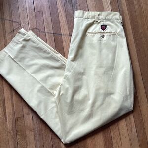 Polo Ralph Lauren Men's Size 38-29 Solid Yellow Pleated Chino Pants,Cotton Blend